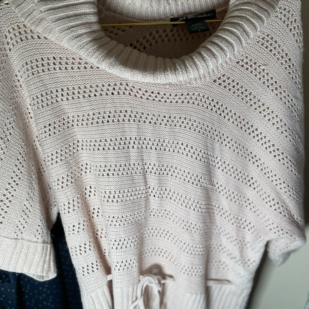 Women’s United States sweaters large short sleeve sweater with Ty belt- pink